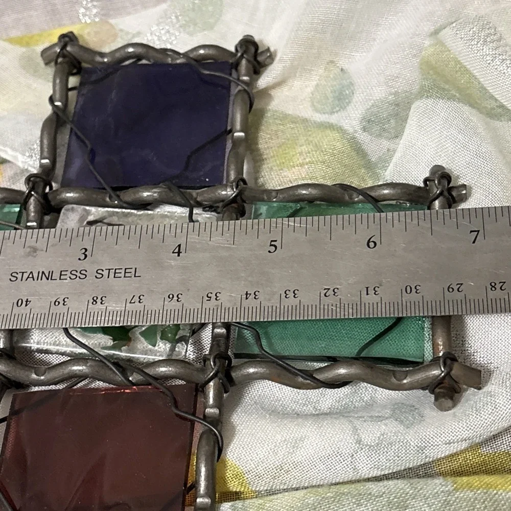 Metal Framed Cross With‎ Stained Glass
